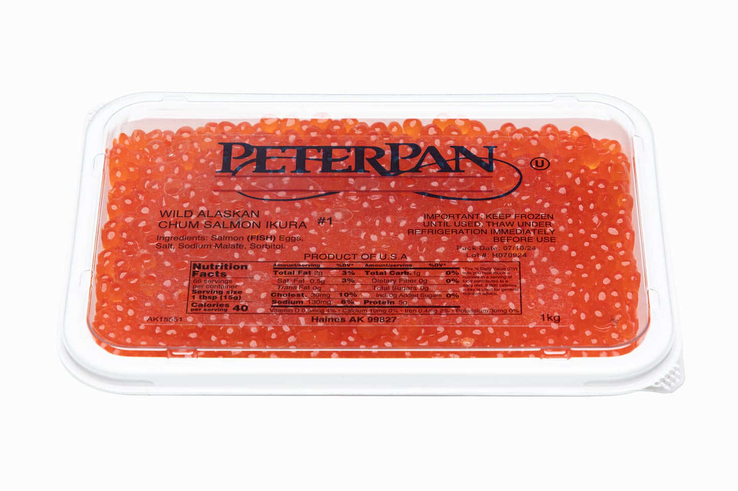 Wild Alaskan Chum Salmon Caviar Peter Pan (Grade 1, 2025 SEASON)