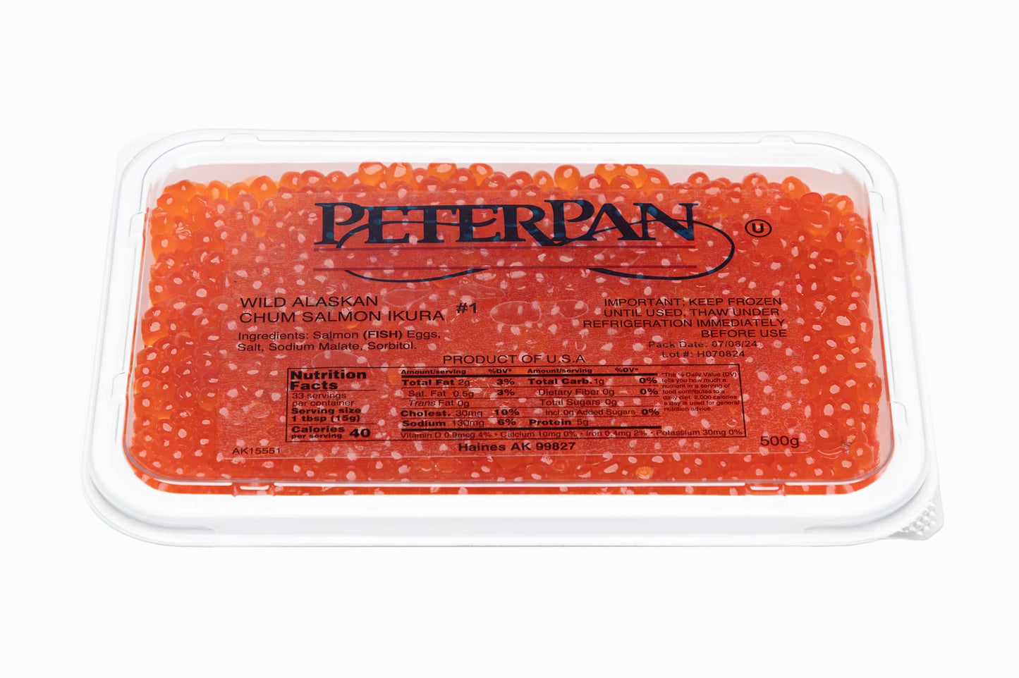 Wild Alaskan Chum Salmon Caviar Peter Pan (Grade 1, 2025 SEASON)