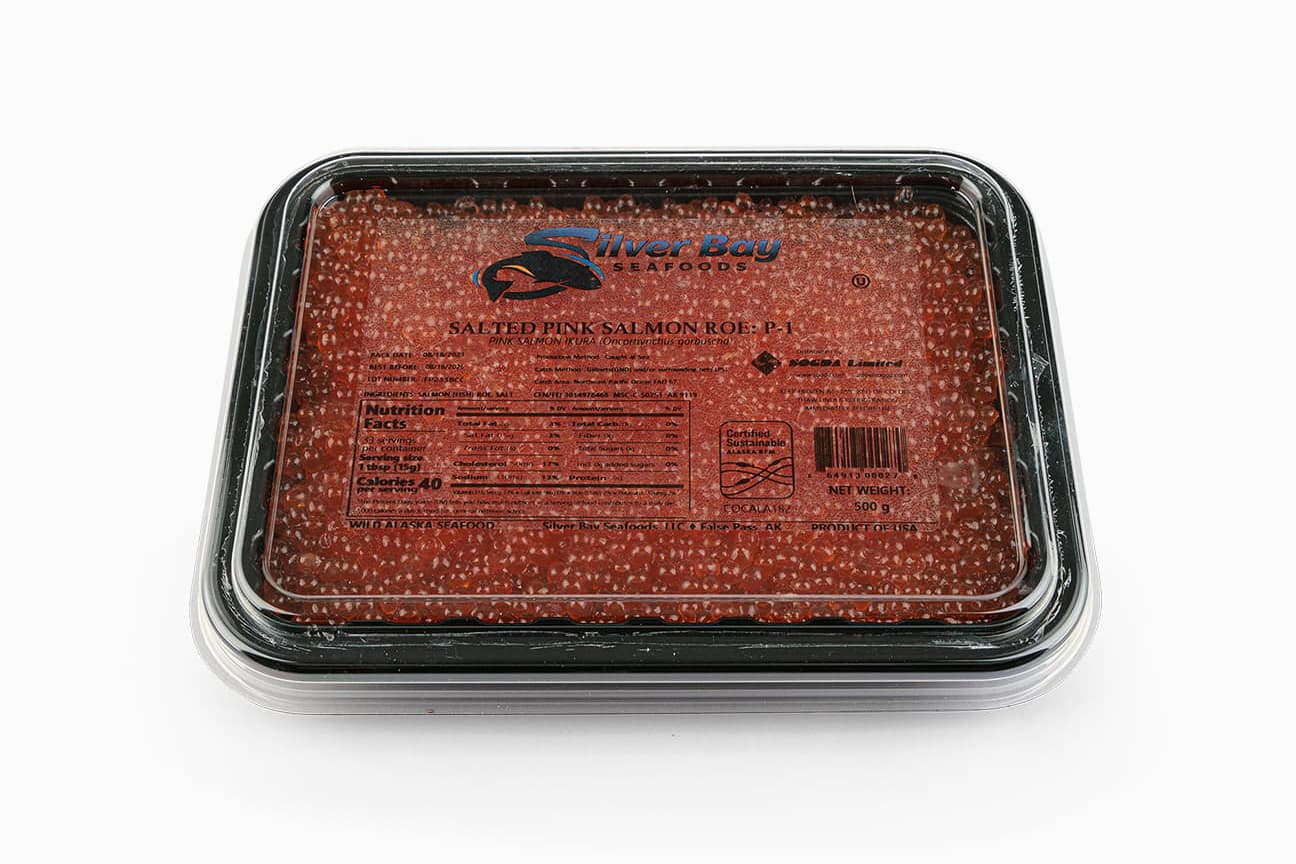 Wild Alaskan Pink Salmon Red Caviar Silver Bay (Grade 1, 2024 SEASON) 17.6 oz