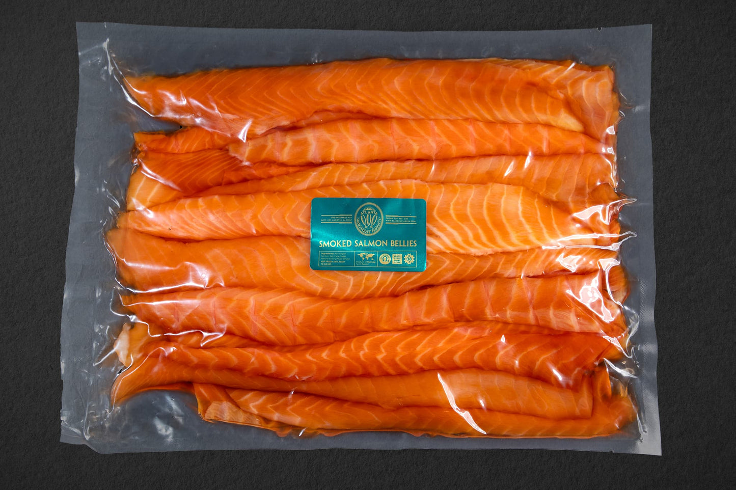 Cold Smoked Salmon Bellies 2.9 - 3.0 lb.