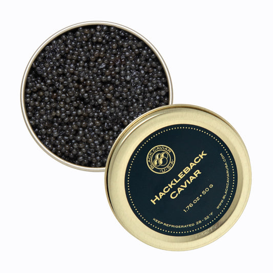American Hackleback Caviar 1.76 oz open, with lid.