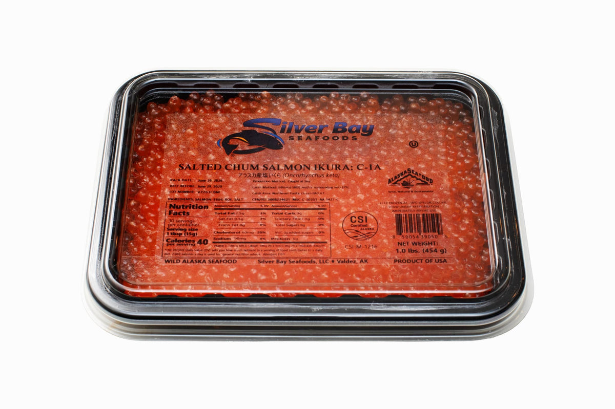 Wild Alaskan Chum Salmon Caviar Silver Bay C-1A (Grade 1, 2026 SEASON) 16 oz