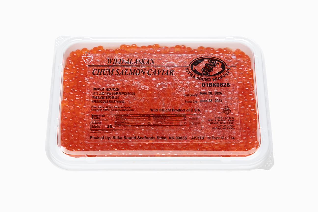 Wild Alaskan Chum Salmon Caviar Sitka Sound Seafoods (Grade 1, 2024 SEASON) 17.6 oz