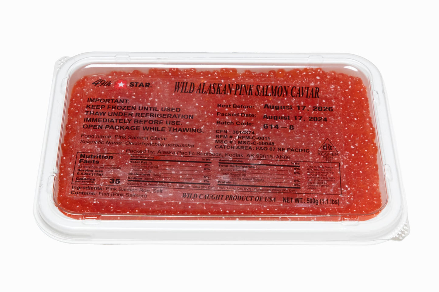 Wild Alaskan Pink Salmon Caviar 49th Star 500g